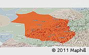 Political Panoramic Map of Haicheng, lighten, semi-desaturated