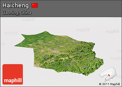 Satellite Panoramic Map of Haicheng, cropped outside