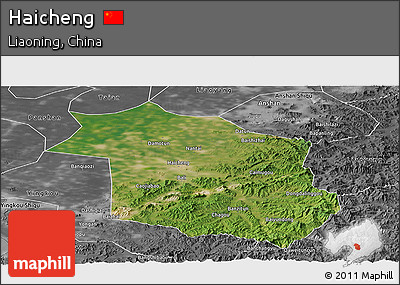 Satellite Panoramic Map of Haicheng, desaturated