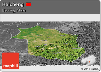 Satellite Panoramic Map of Haicheng, desaturated