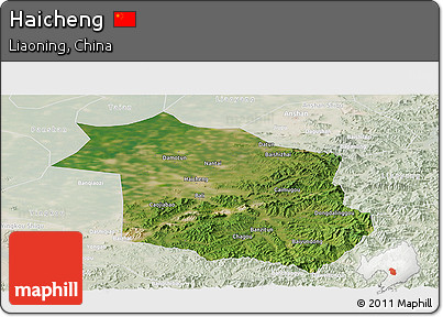 Satellite Panoramic Map of Haicheng, lighten