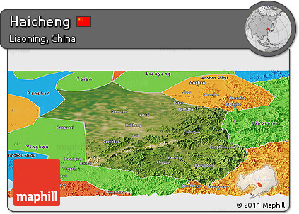 Satellite Panoramic Map of Haicheng, political outside