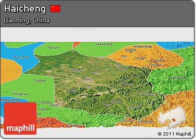 Satellite Panoramic Map of Haicheng, political outside