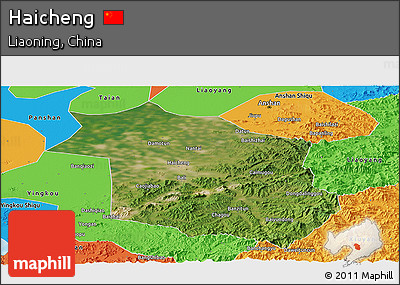 Satellite Panoramic Map of Haicheng, political outside