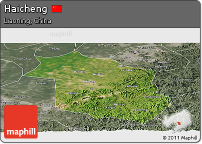 Satellite Panoramic Map of Haicheng, semi-desaturated