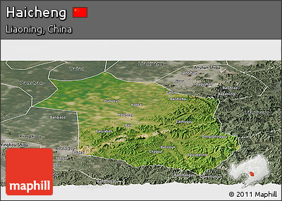 Satellite Panoramic Map of Haicheng, semi-desaturated