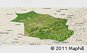 Satellite Panoramic Map of Haicheng, shaded relief outside