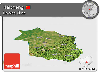 Satellite Panoramic Map of Haicheng, single color outside
