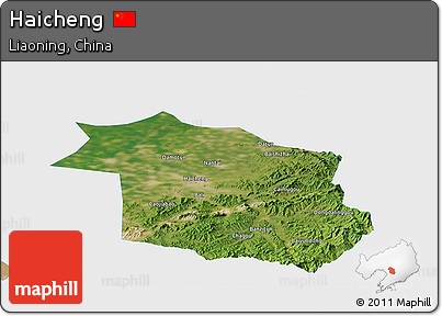 Satellite Panoramic Map of Haicheng, single color outside
