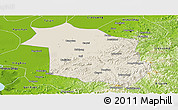 Shaded Relief Panoramic Map of Haicheng, physical outside