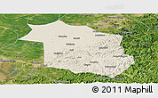 Shaded Relief Panoramic Map of Haicheng, satellite outside