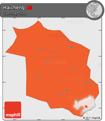 Political Simple Map of Haicheng, single color outside