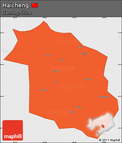 Political Simple Map of Haicheng, single color outside