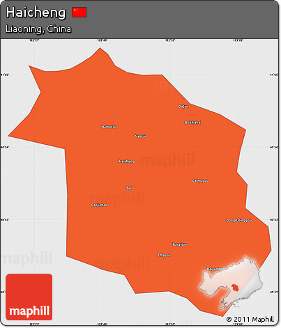 Political Simple Map of Haicheng, single color outside