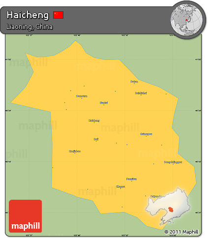 Savanna Style Simple Map of Haicheng, single color outside
