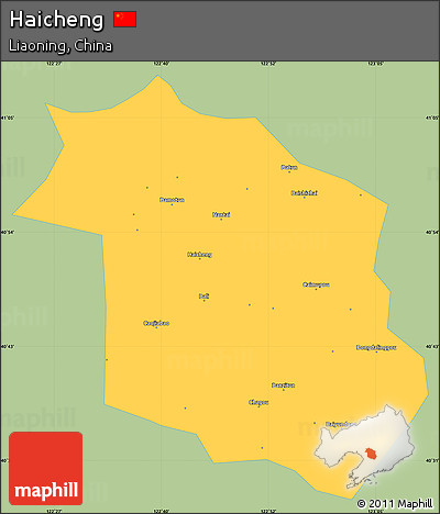 Savanna Style Simple Map of Haicheng, single color outside