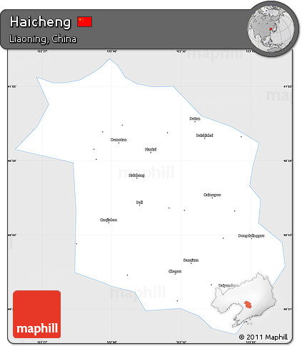 Silver Style Simple Map of Haicheng, single color outside