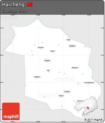 Silver Style Simple Map of Haicheng, single color outside