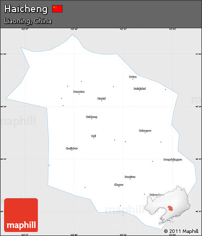 Silver Style Simple Map of Haicheng, single color outside
