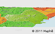 Physical Panoramic Map of Jinxi, political outside
