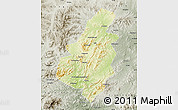 Physical Map of Lingyuan, semi-desaturated
