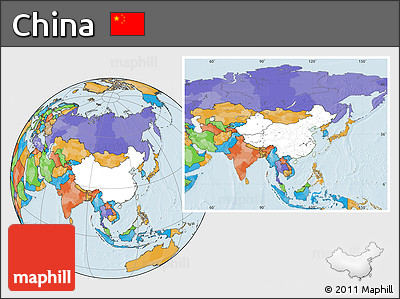 Blank Location Map of China, political outside