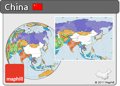 Blank Location Map of China, political outside