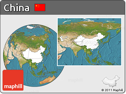 Blank Location Map of China, satellite outside