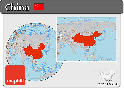 Gray Location Map of China