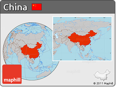 Gray Location Map of China