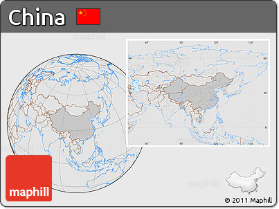 Gray Location Map of China, lighten, desaturated