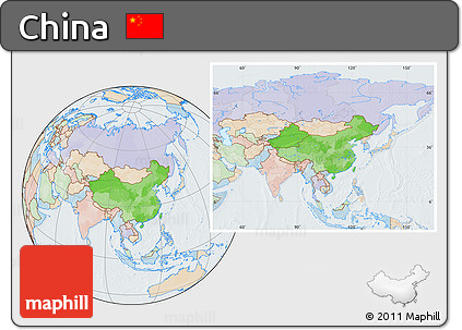 Political Location Map of China, lighten