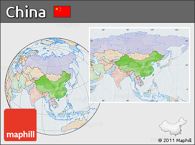 Political Location Map of China, lighten