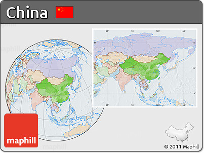Political Location Map of China, lighten