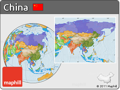 Satellite Location Map of China, political outside