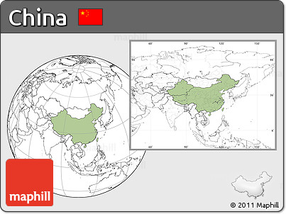 Savanna Style Location Map of China, blank outside