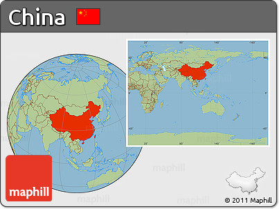 Savanna Style Location Map of China, within the entire continent