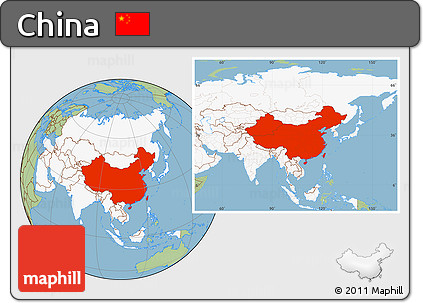 Savanna Style Location Map of China, highlighted continent