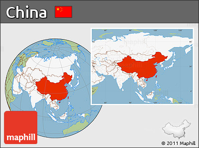 Savanna Style Location Map of China, highlighted continent
