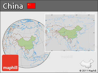 Savanna Style Location Map of China, lighten, desaturated