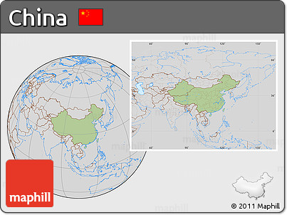 Savanna Style Location Map of China, lighten, desaturated