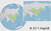 Savanna Style Location Map of China, lighten, desaturated, land only