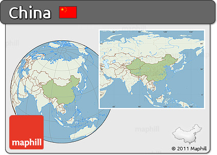Savanna Style Location Map of China, lighten, land only