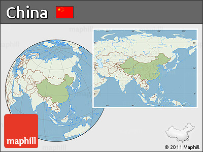 Savanna Style Location Map of China, lighten, land only