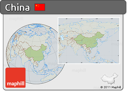 Savanna Style Location Map of China, lighten, semi-desaturated