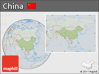 Savanna Style Location Map of China, lighten, semi-desaturated