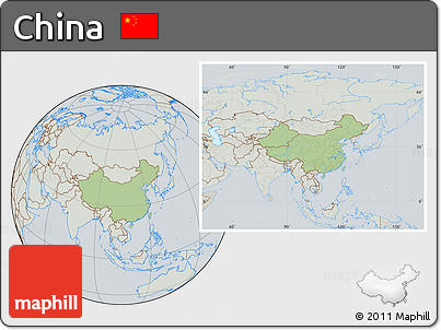 Savanna Style Location Map of China, lighten, semi-desaturated