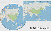 Savanna Style Location Map of China, lighten, semi-desaturated, land only