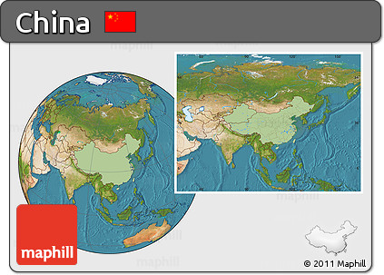 Savanna Style Location Map of China, satellite outside