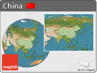 Savanna Style Location Map of China, satellite outside